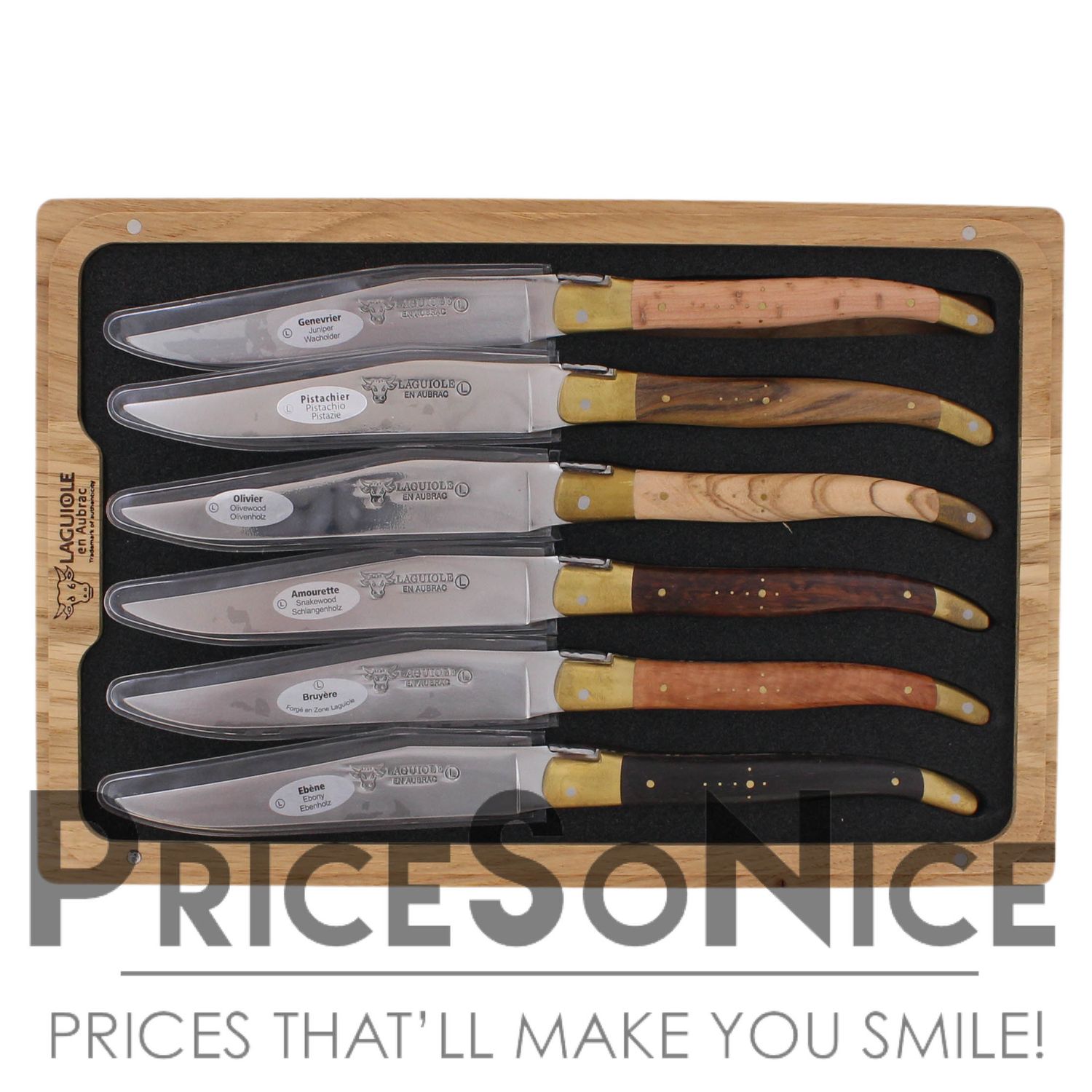 Laguiole en Aubrac 6-Piece Steak Knife Set w/ Mixed Horn Handles MSRP $700