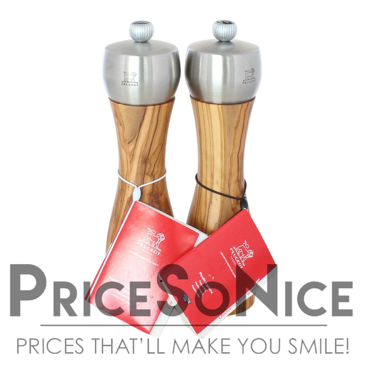 Peugeot Fidji Olivewood Salt &amp; Pepper Mill Set 8″  Made in France  MSRP $293 NEW