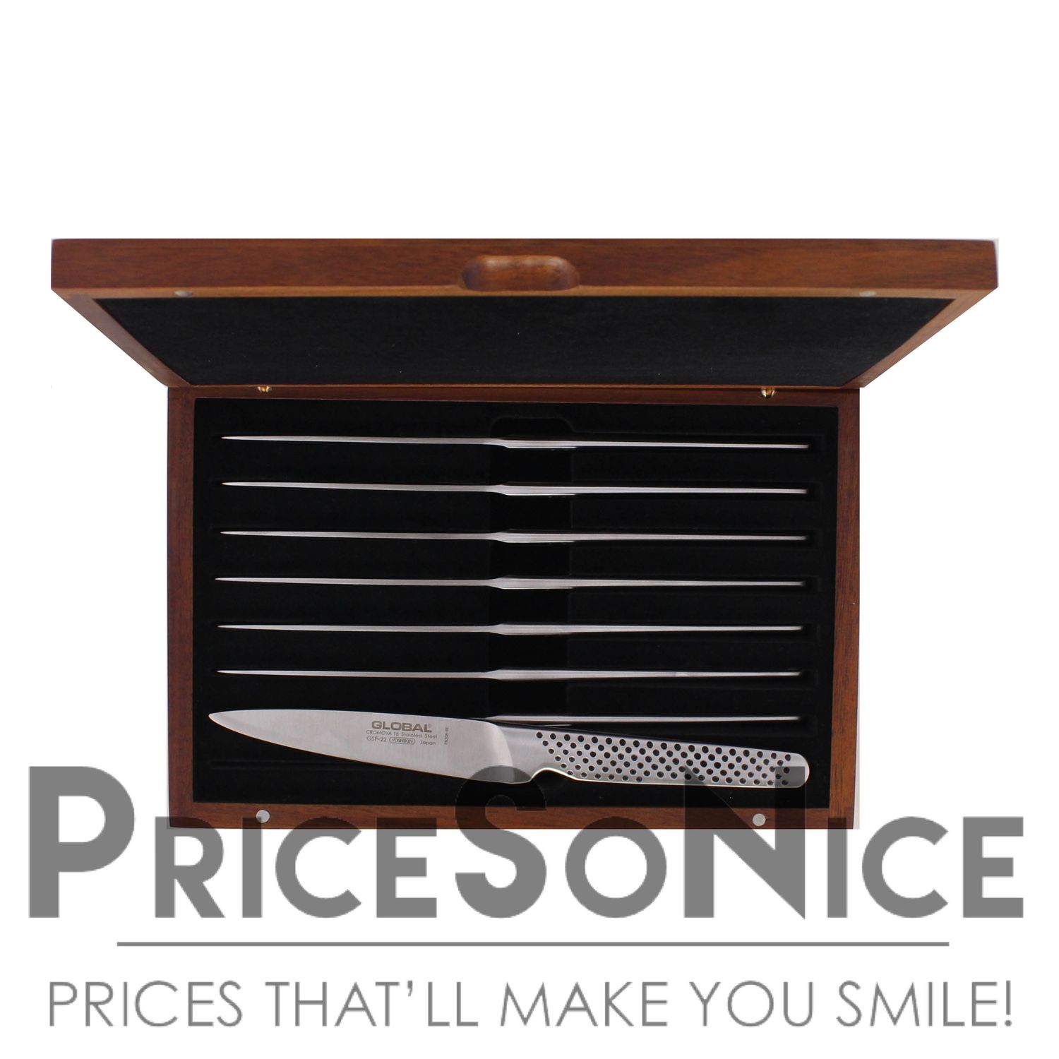 Global Classic Steak Knives in Acacia Gift Box, Set of 8 MSRP $400