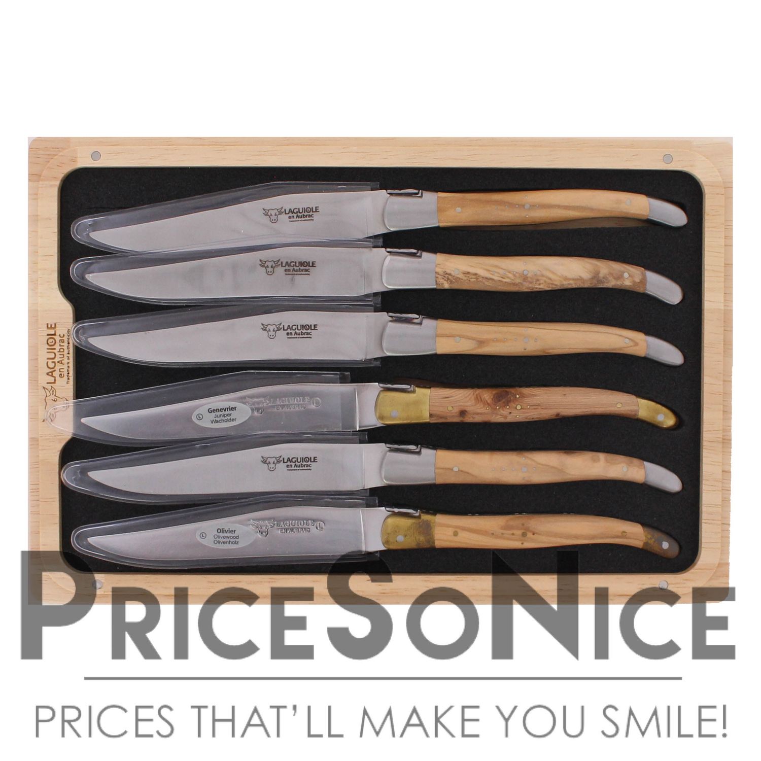 Laguiole en Aubrac 6-Piece Steak Knife Set w/ Mixed Wood Handles MSRP $550
