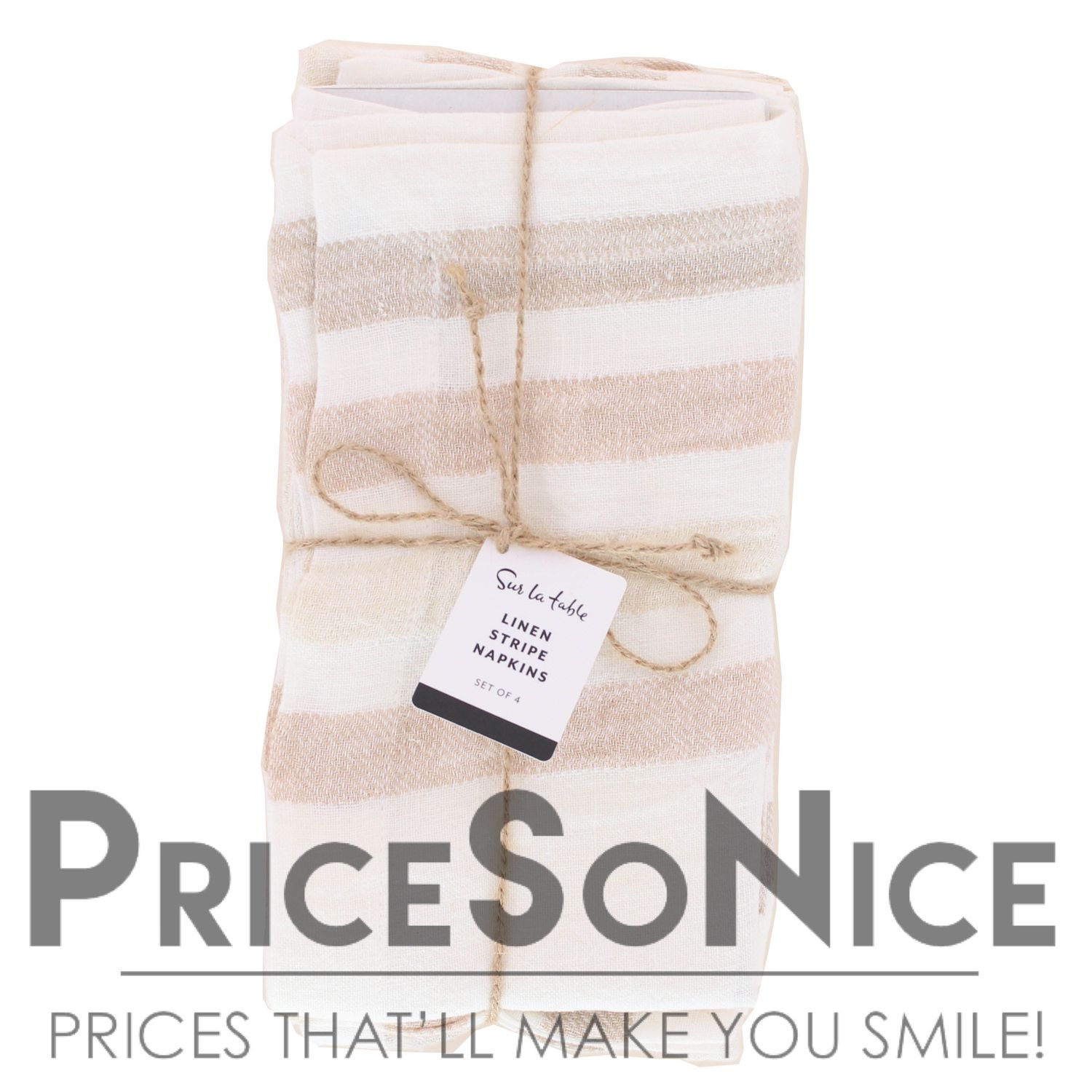 Sur La Table Stripe Linen Napkins, Set of 4, MSRP $55