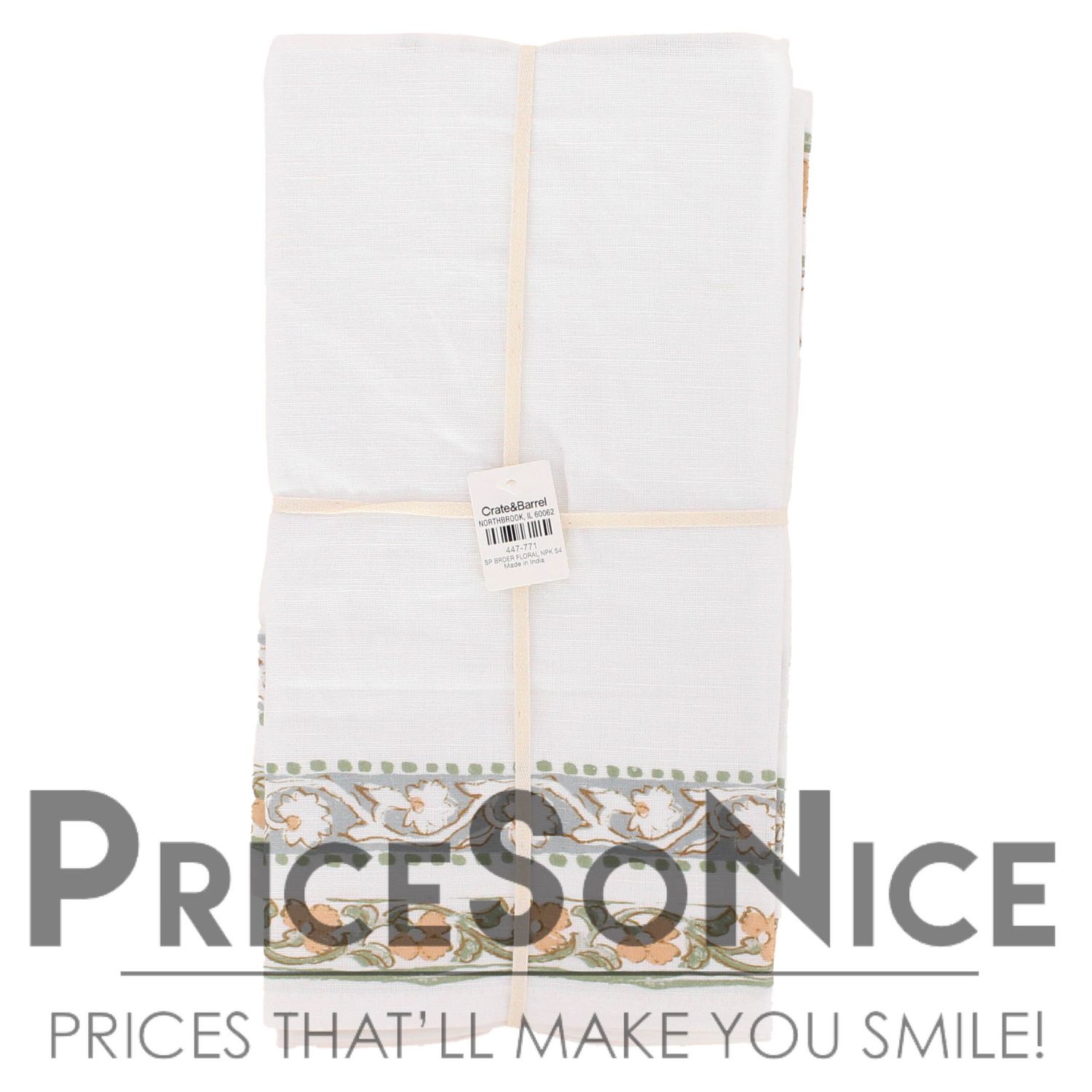 Crate &amp; Barrel Spring Border Napkins, Set of 4, MSRP $60