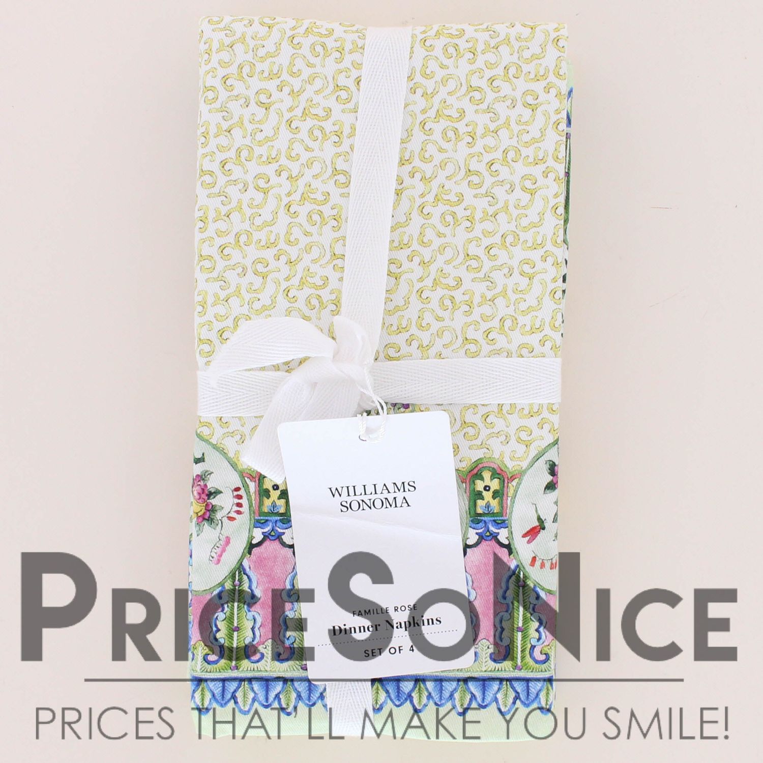 Williams Sonoma Famille Rose Napkins, Set of 4, MSRP $50