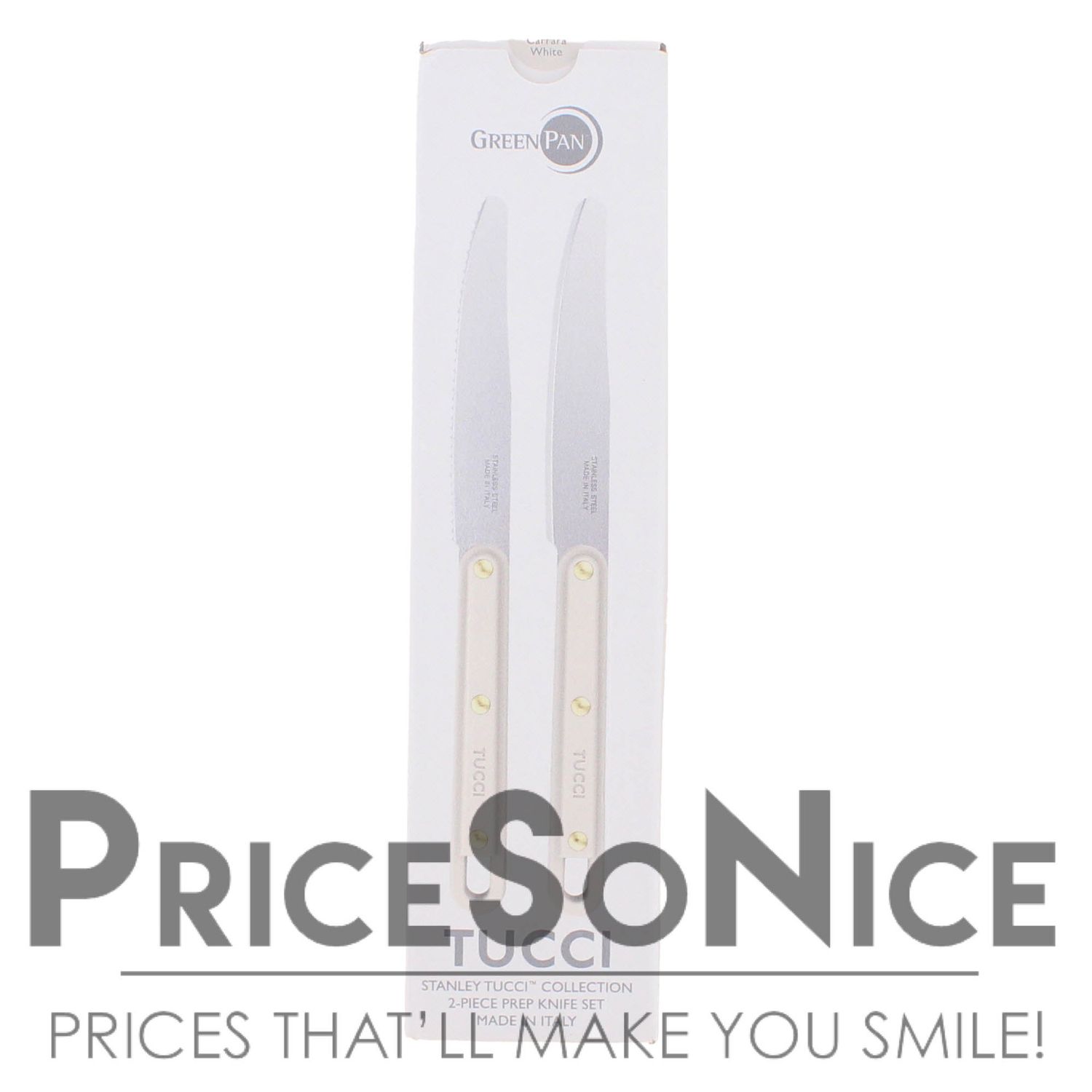 GreenPan Stanley Tucci Prep Knives, Set of 2, Carrara White, MSRP $80