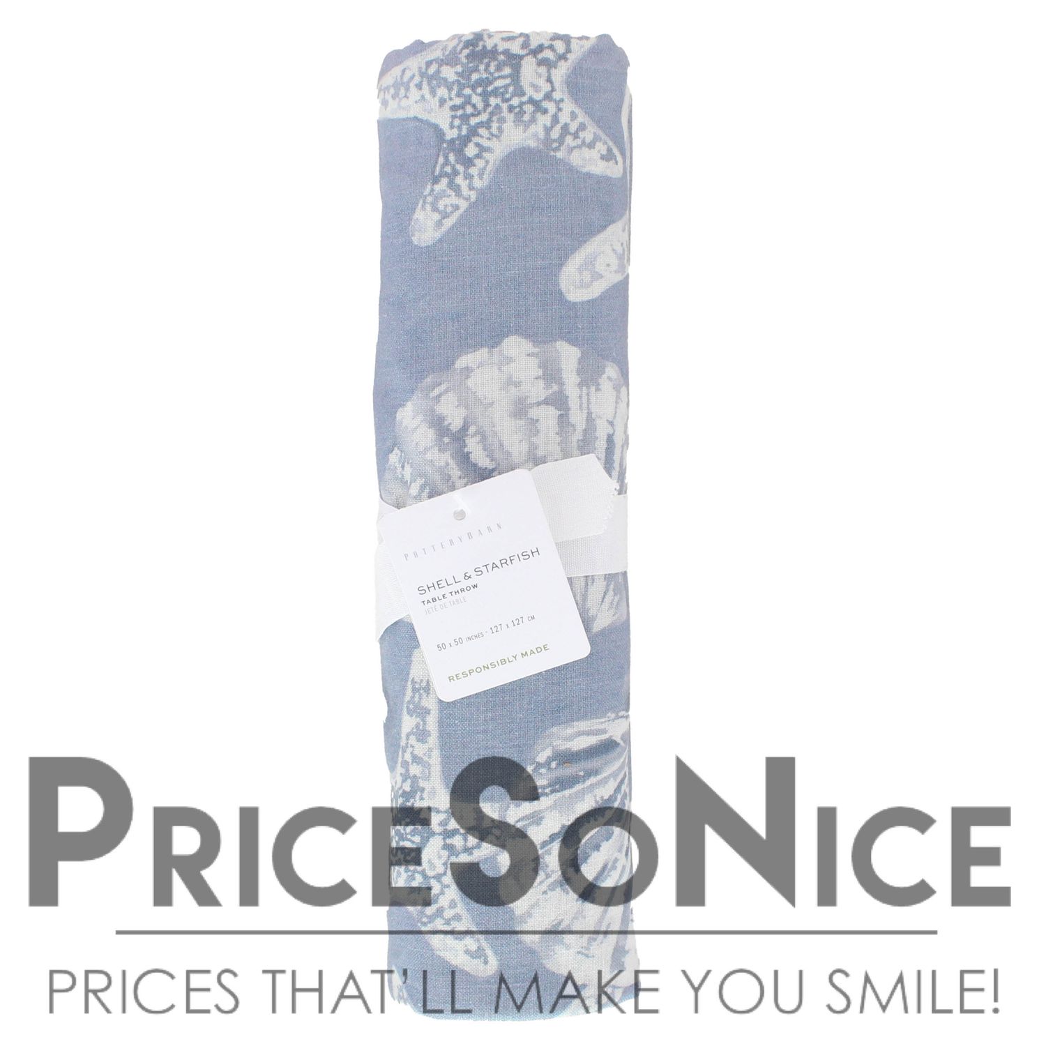 Pottery Barn Shell &amp; Starfish Organic Cotton Table Throw MSRP $59