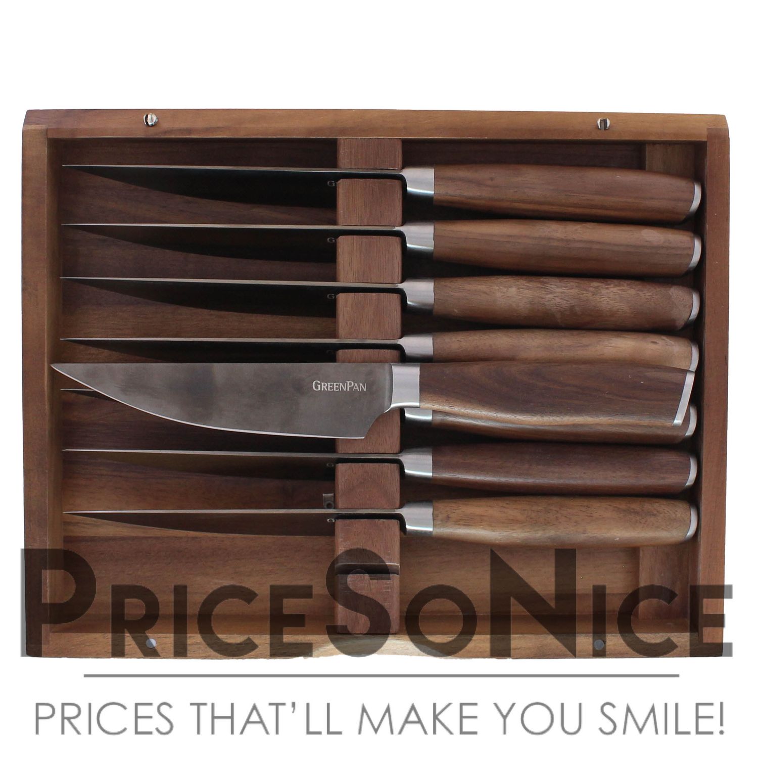 GreenPan Premiere Steak Knives in Gift Box, Set of 8 MSRP $250 IMPERFECT
