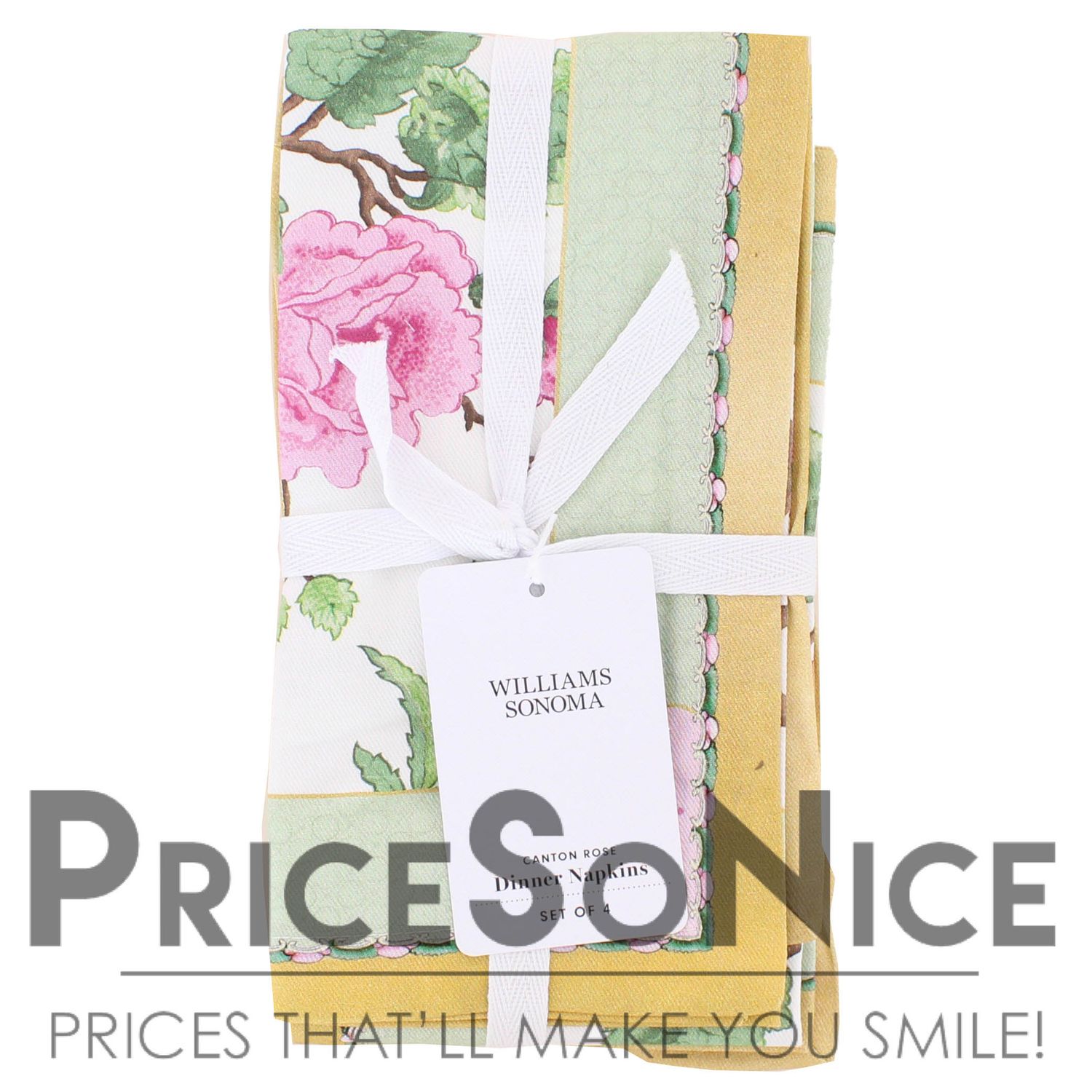 Williams Sonoma Canton Rose Dinner Napkins, Set of 4, MSRP $55