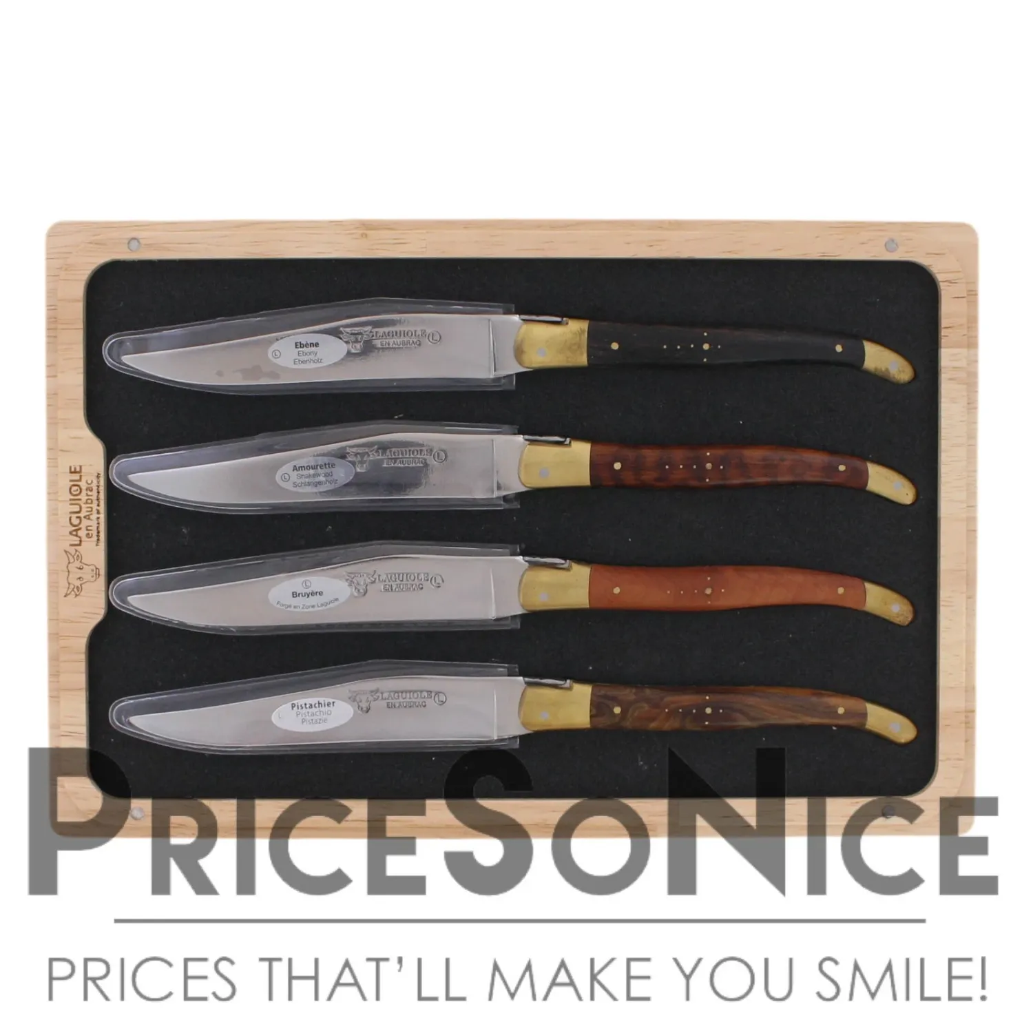 Laguiole en Aubrac 4-Piece Steak Knife Set w/ Mixed Wood Handles MSRP $500