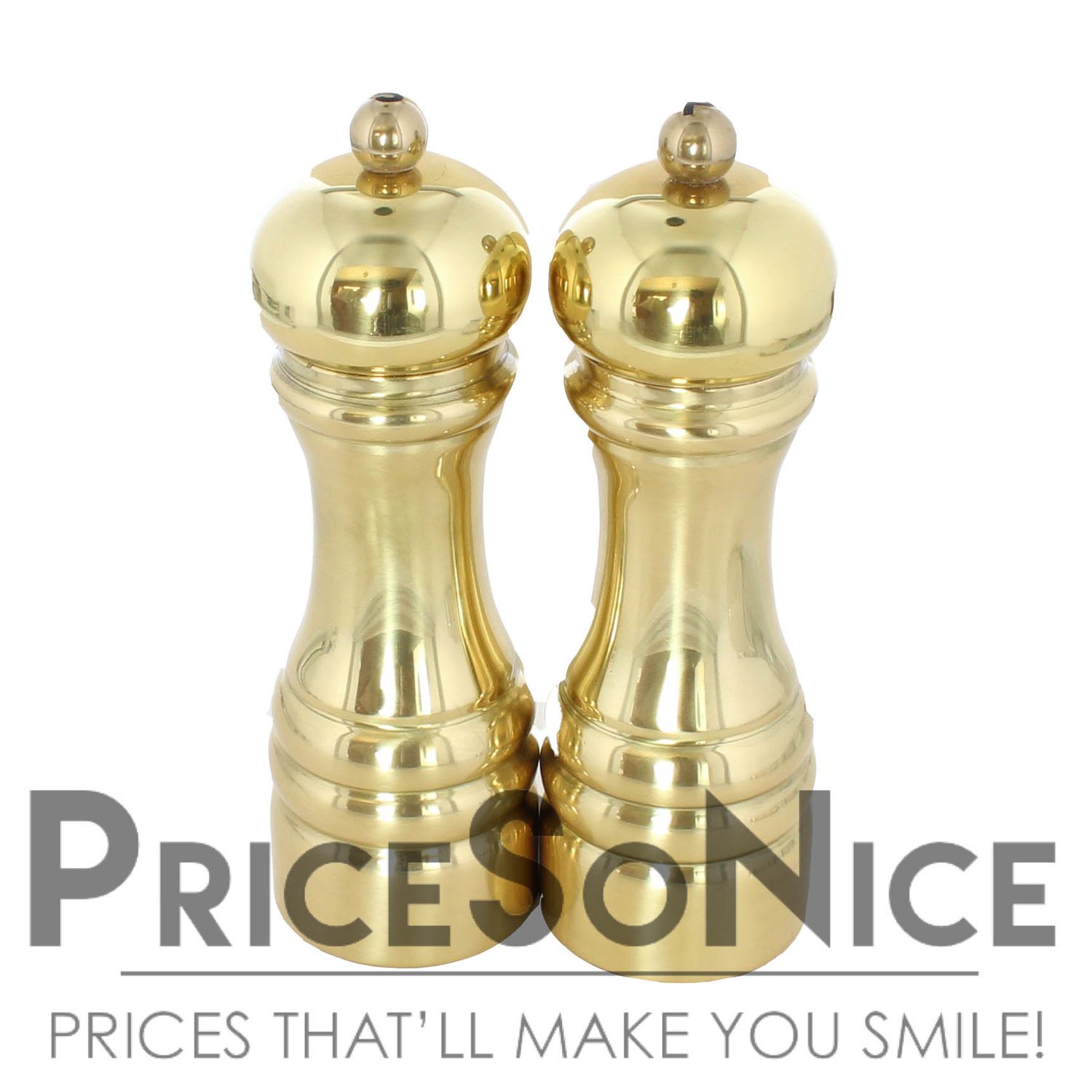 Williams Sonoma 7″ Brass Salt &amp; Pepper Mill Set BAD BOX