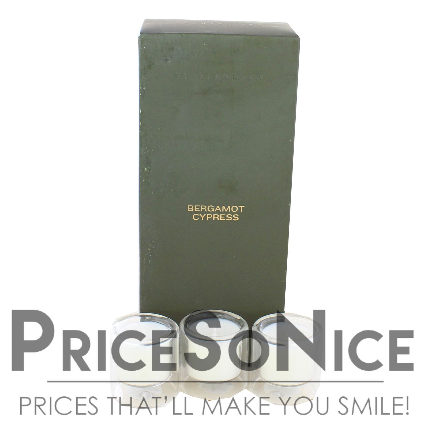Pottery Barn Bergamot Cypress Votives Candles - Set of 3 MSRP $60