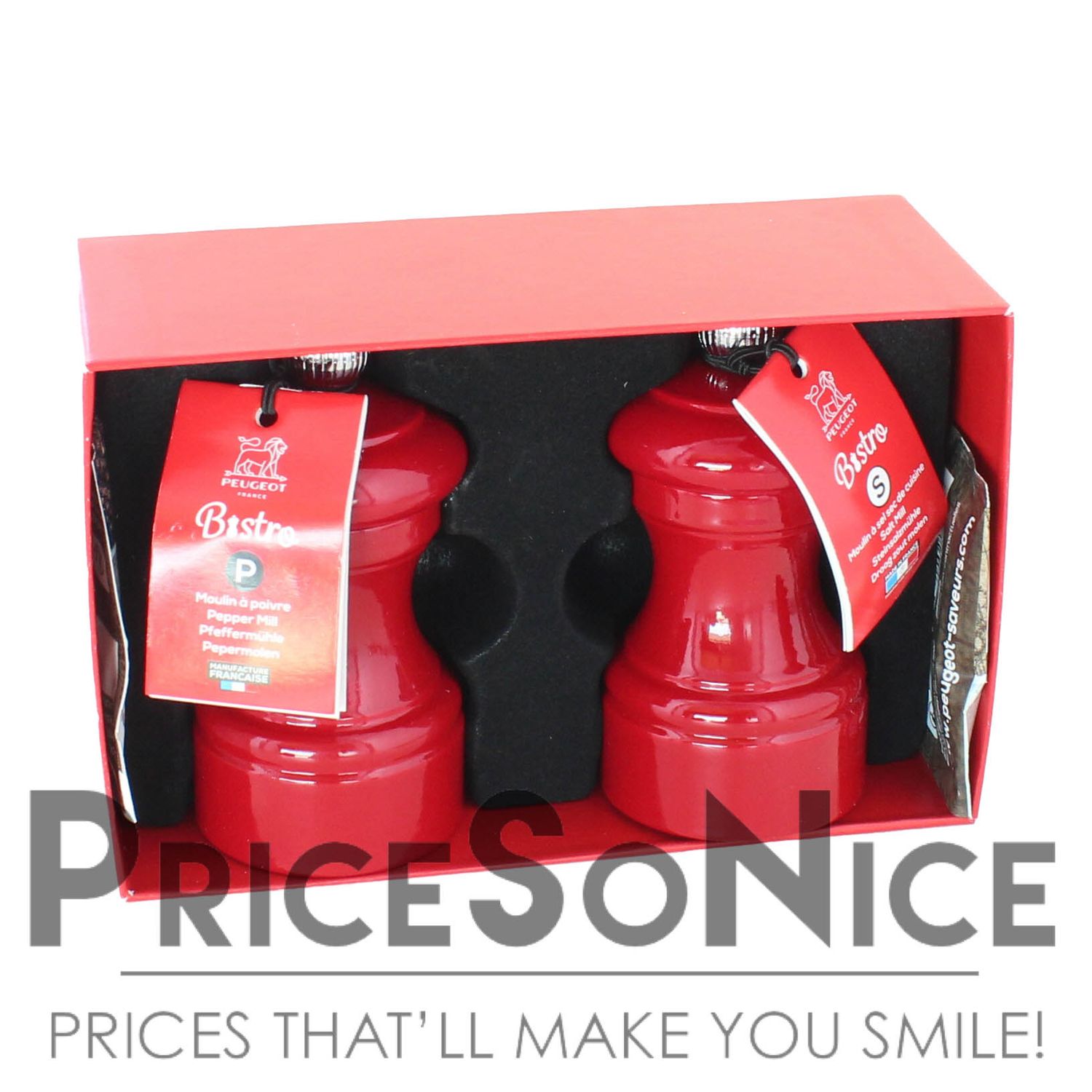 Peugeot Bistro Chef, Red, Salt &amp; Pepper Mills, 5" MSRP $110