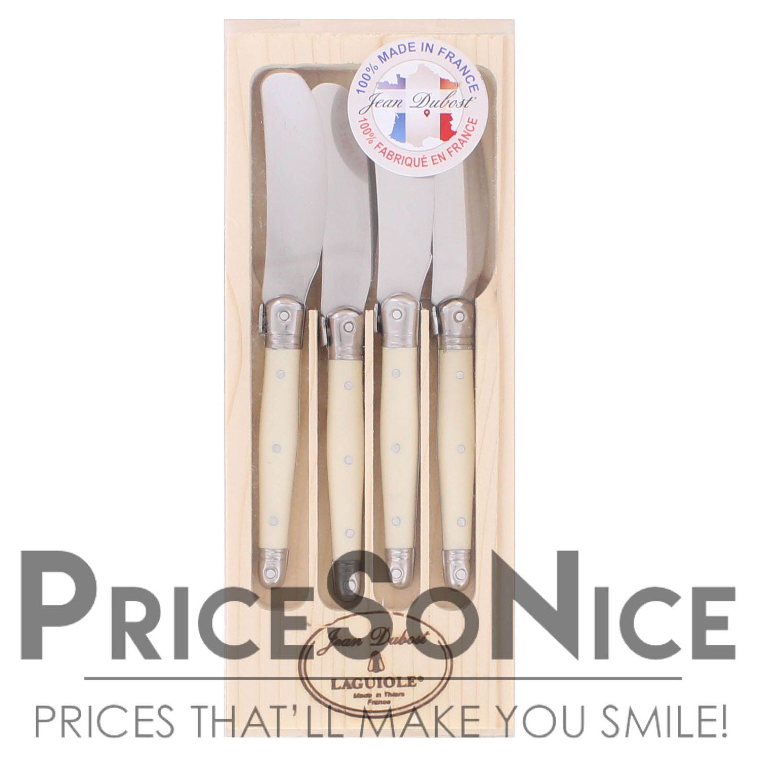 Jean Dubost Laguiole Cheese Spreaders, Ivory, Set of 4, MSRP $70