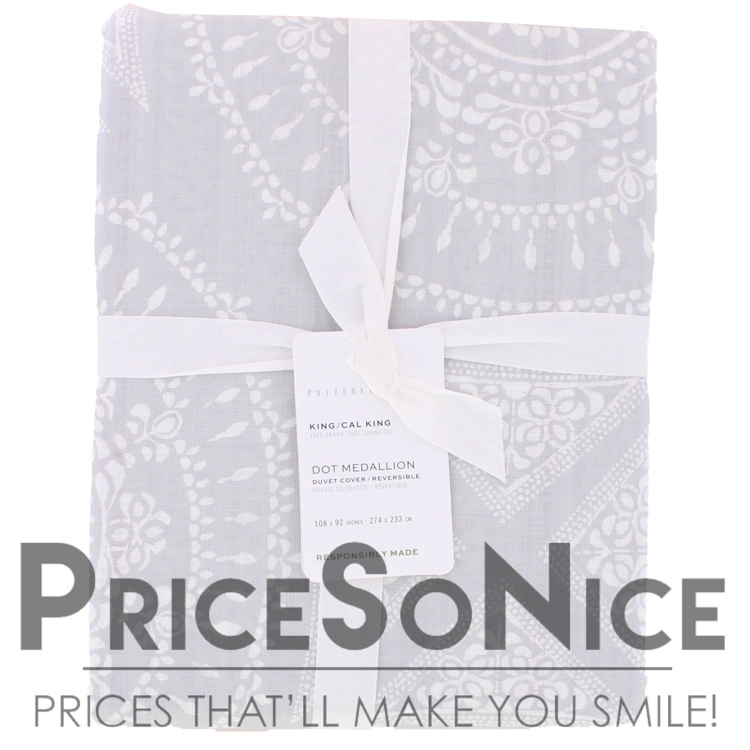 Pottery Barn Lena Medallion Duvet Cover, Full/Queen, Straw Multi, MSRP $159
