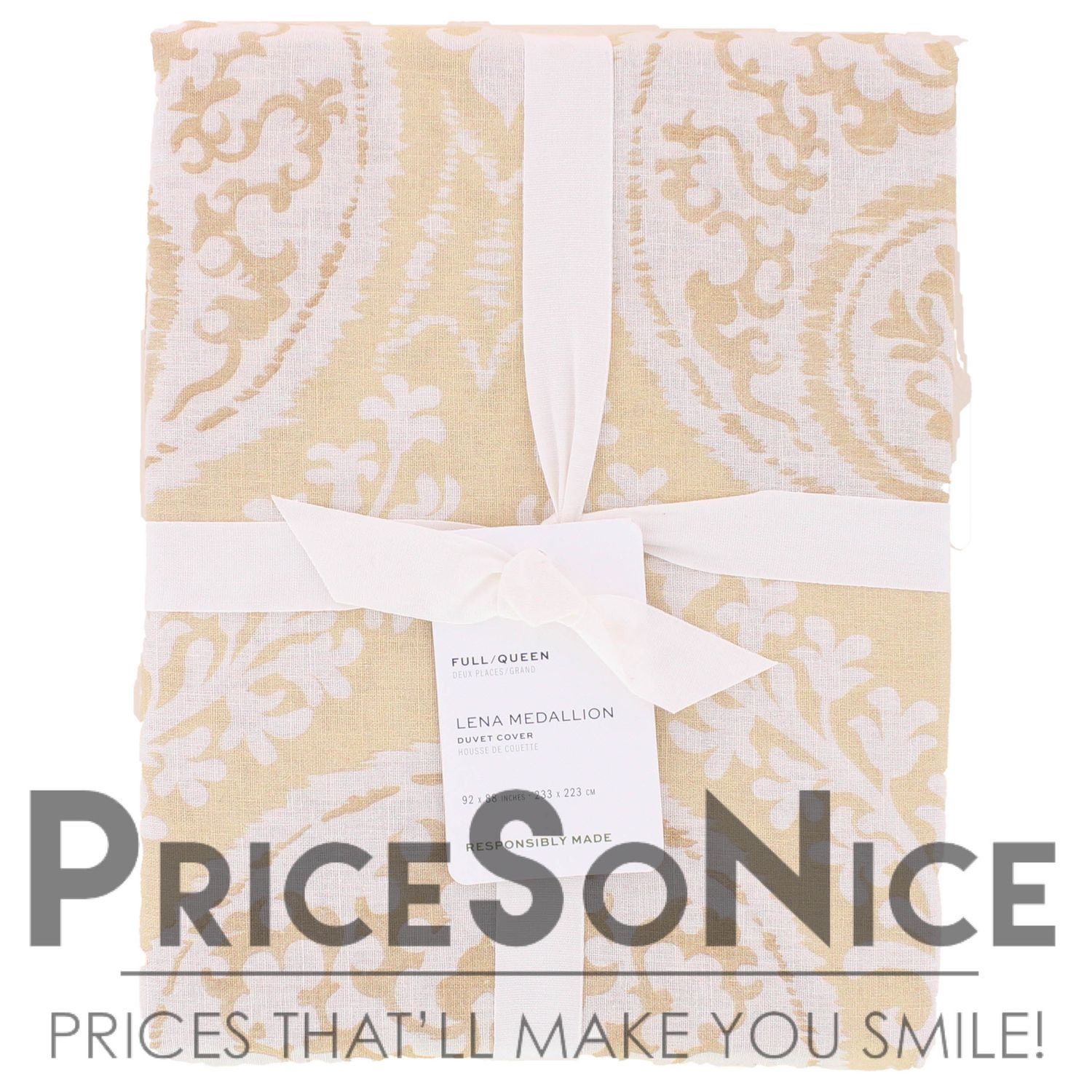 Pottery Barn Lena Medallion Duvet Cover, Full/Queen, Straw Multi, MSRP $159