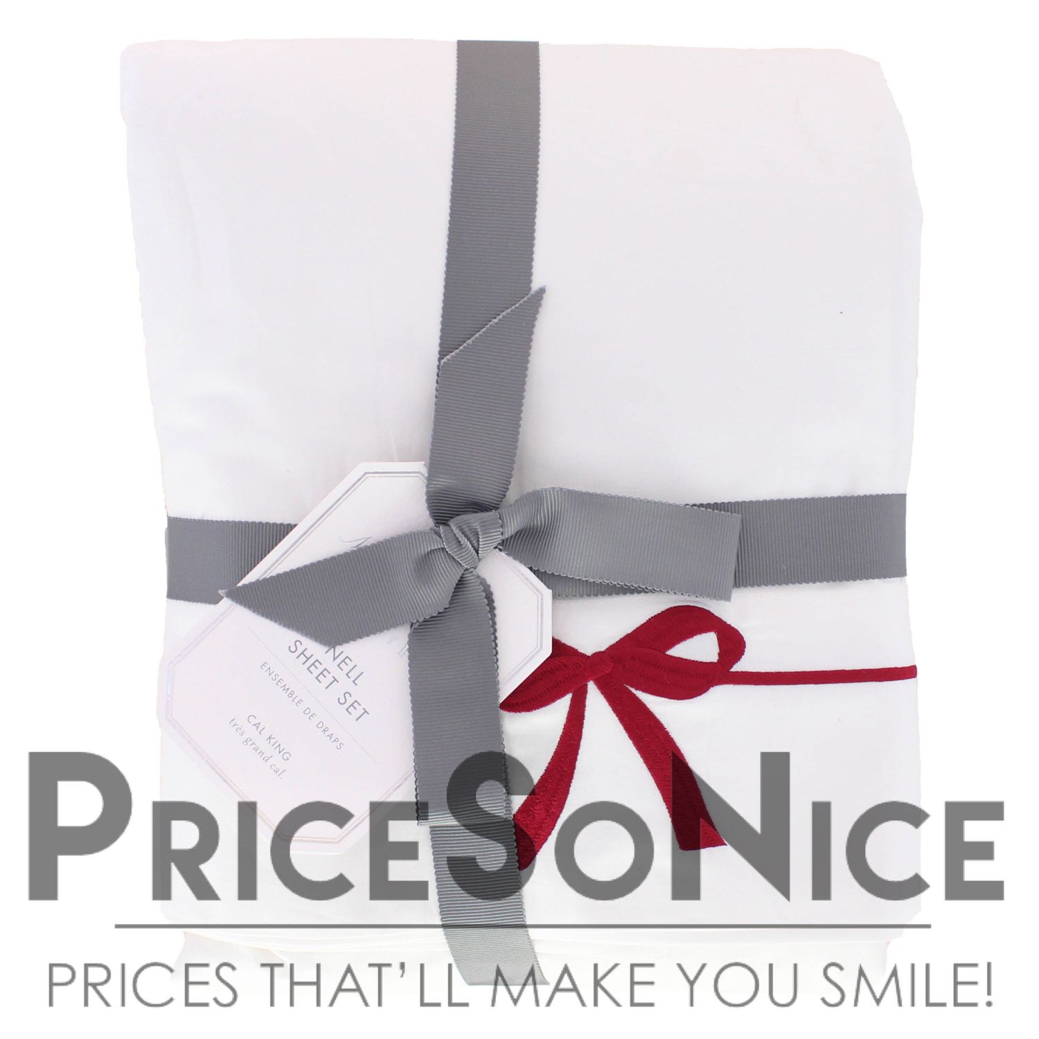 ​Pottery Barn Monique Lhuillier Nell Embroidered Bow Sheet Set Cal King MSRP $249