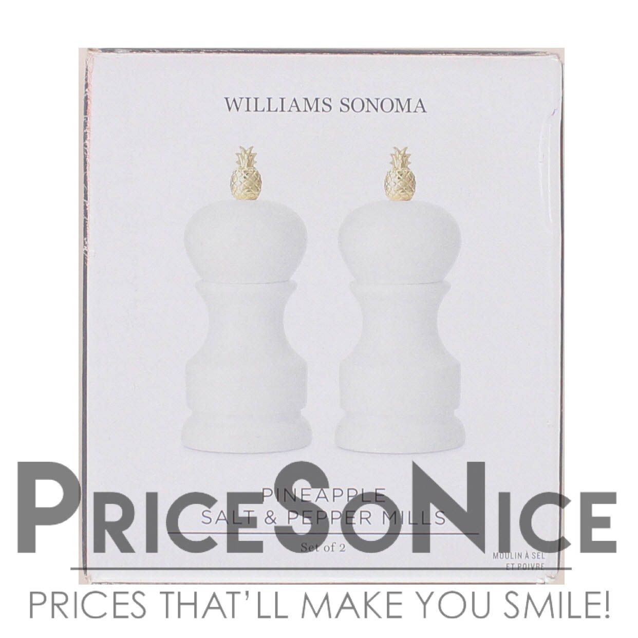 Williams Sonoma Pineapple Bistro Salt &amp; Pepper Mills, 4" MSRP $100