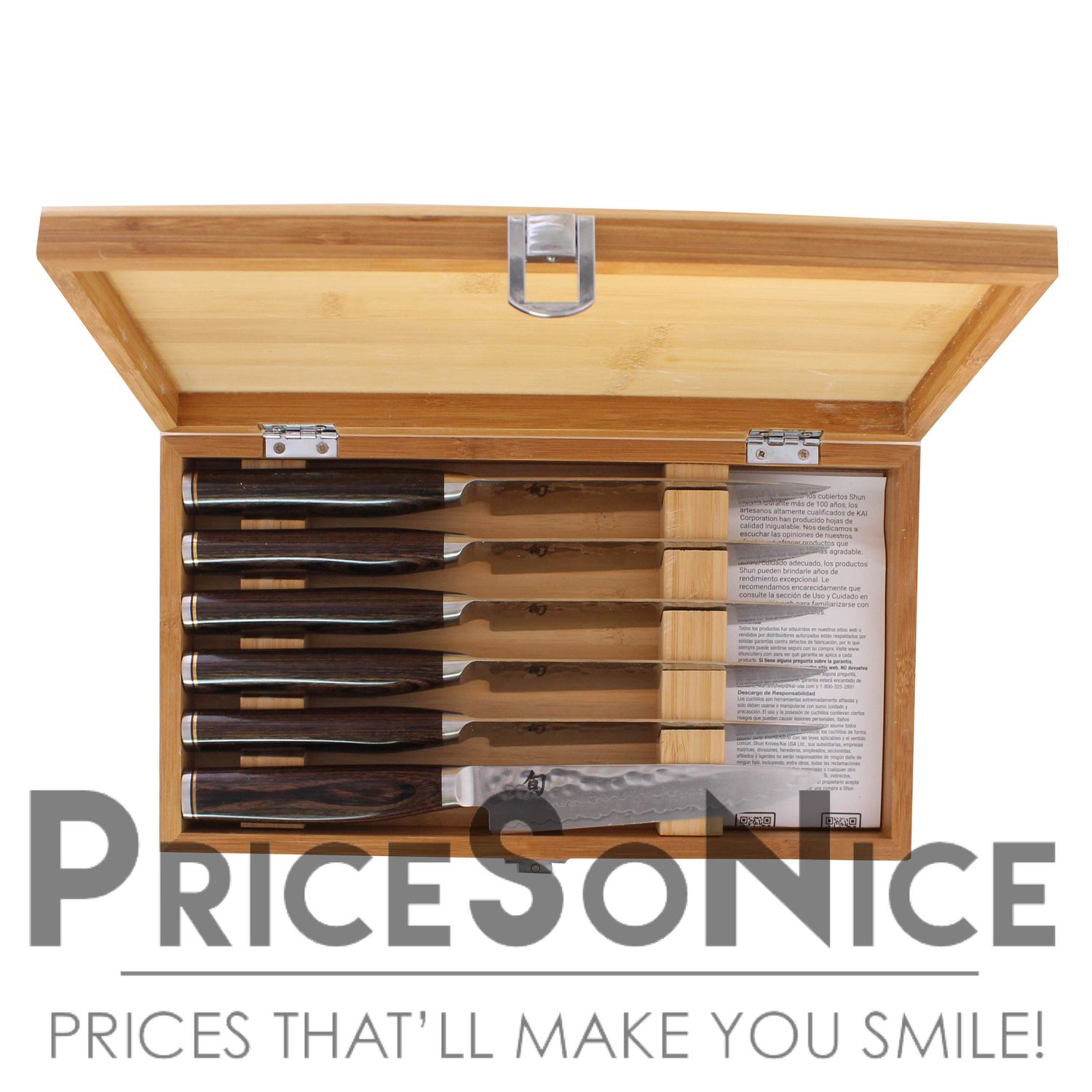 Shun Premier Steak Knives in Bamboo Box, Set of 6 MSRP $760