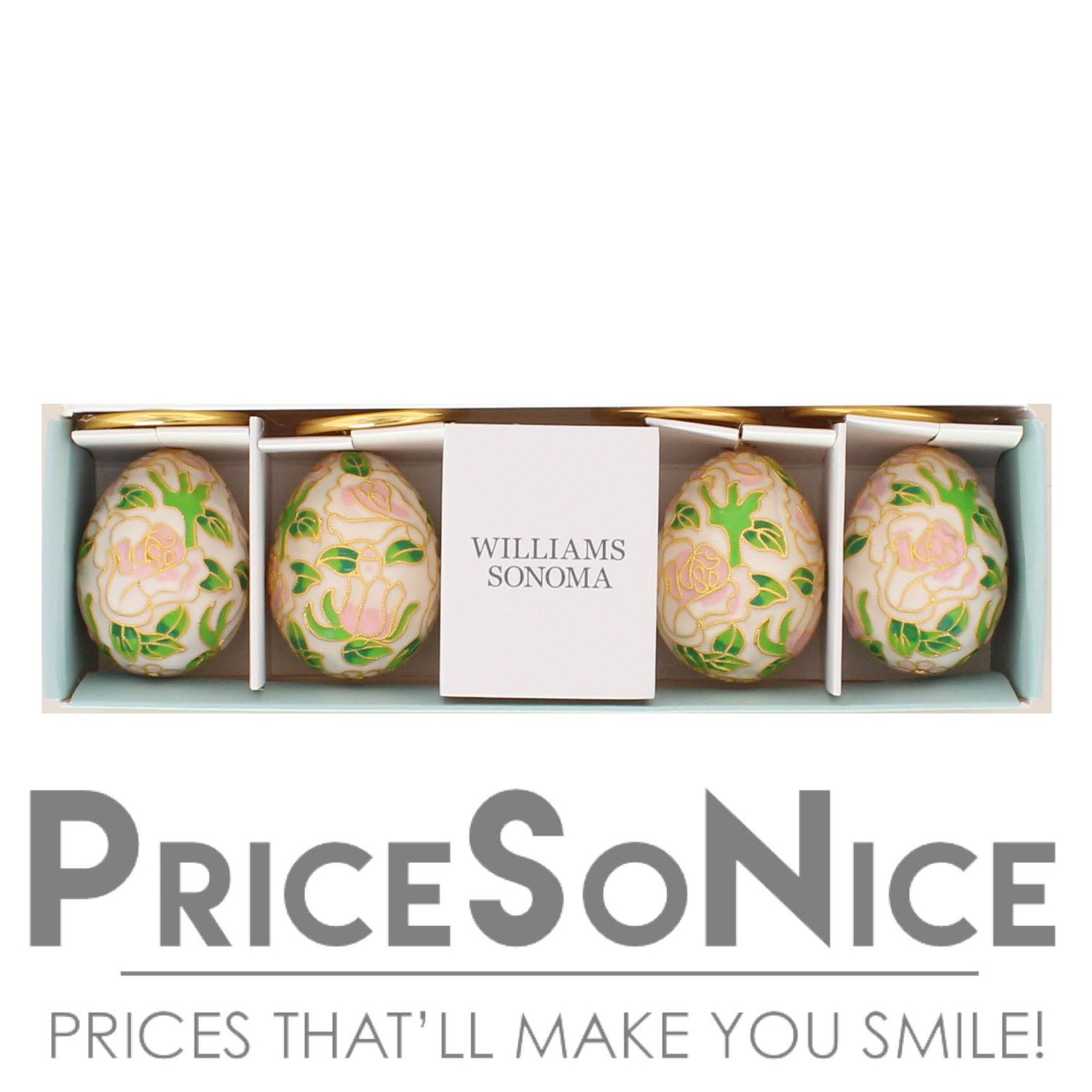 Williams Sonoma Cloisonné Egg Napkin Rings, Set of 4 MSRP $100