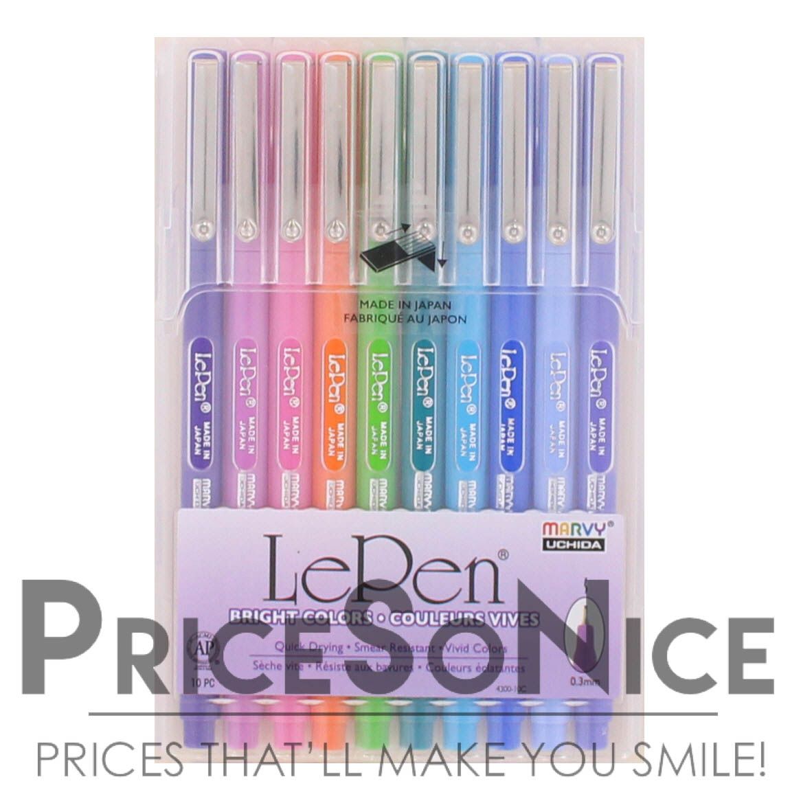 Marvy LePen, 0.3 mm Micro Fine Tip, Bright Assorted Colors, Pack of 10  MSRP $23