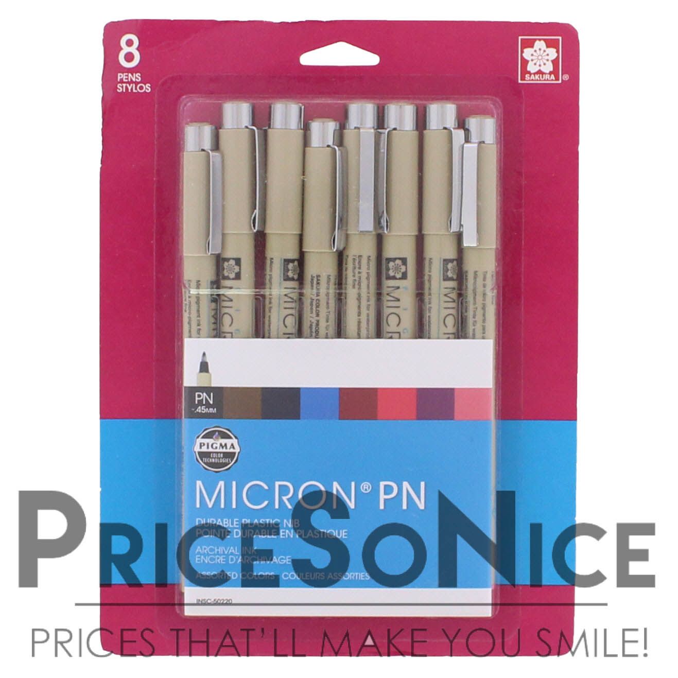 SAKURA Pigma Micron Blister Card Ink Pen Set, Ass't Colors, PN 8CT 50220