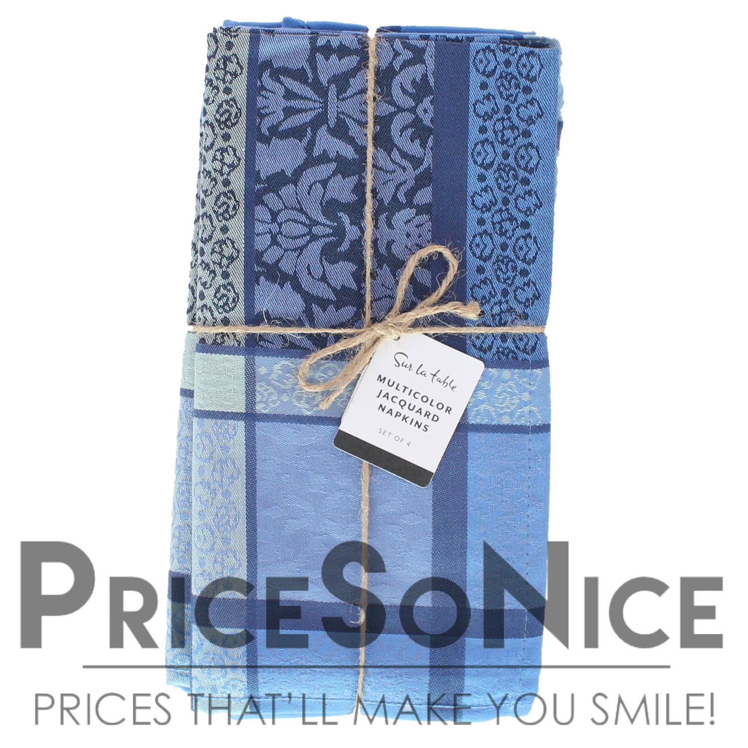 Sur La Table Multicolor Blue Jacquard Napkins, Set of 4, MSRP $45