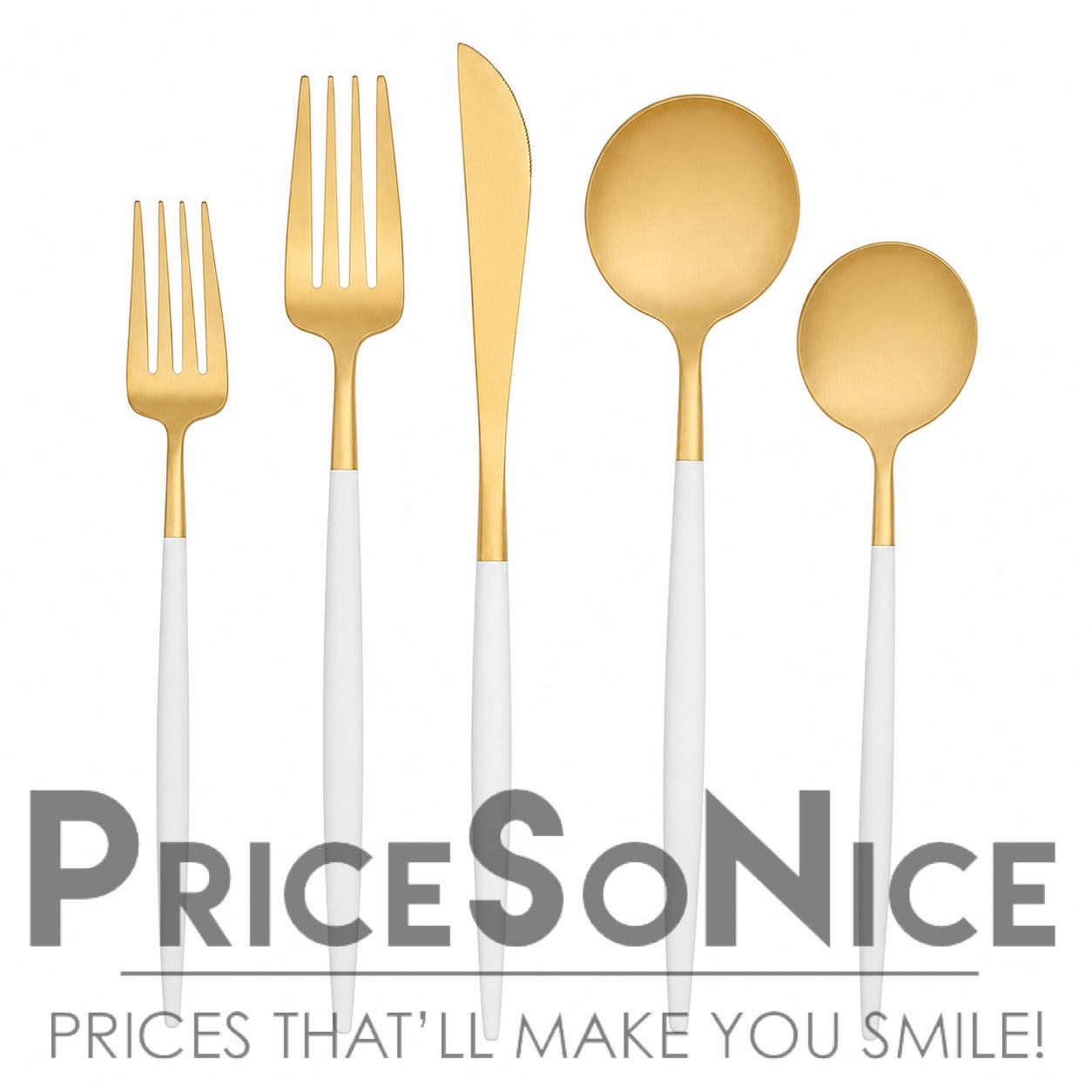 Cutipol Goa 5-Piece Flatware Set, Gold/White MSRP $160