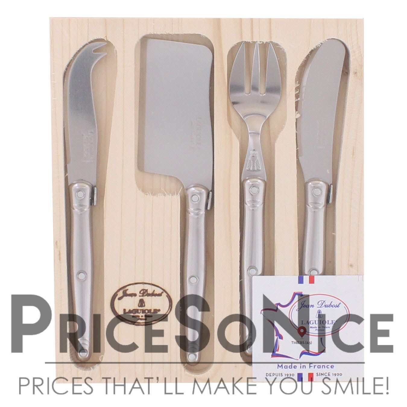 Jean Dubost Laguiole Stainless Cheese Knife 4-Piece Set MSRP $55