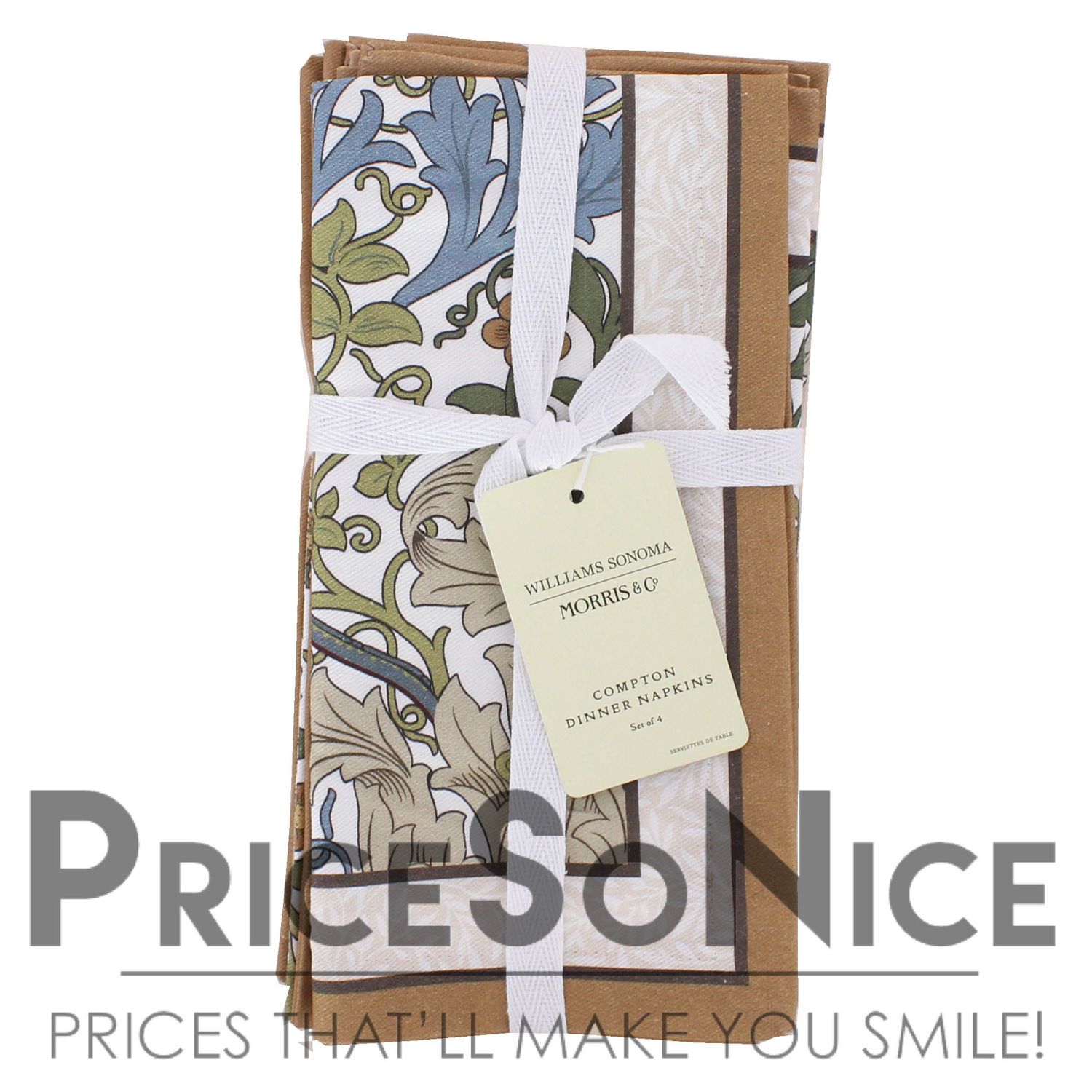 Morris &amp; Co. x Williams Sonoma Compton White Napkins, Set of 4, MSRP $50