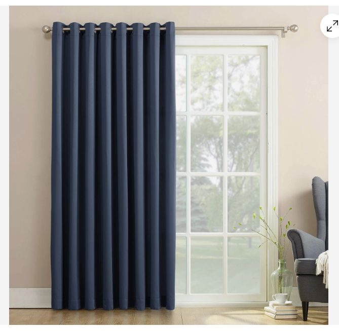 Sun Zero 100"x84" Seymour Room Darkening Grommet Sliding Patio Door Curtain Panel Navy Blue