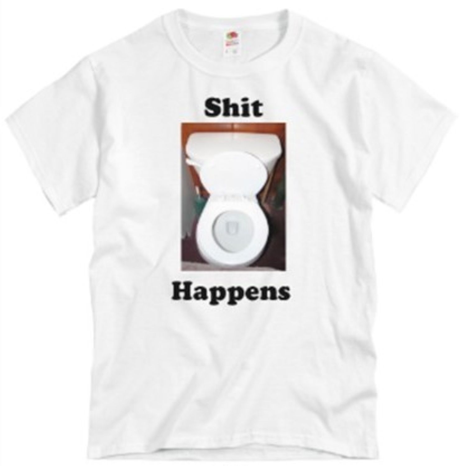 Shit Happens White with Toilet Photo T-shirt
