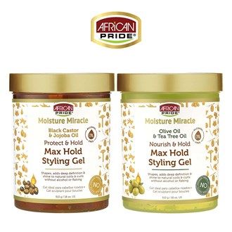 AFRICAN PRIDE Moisture Miracle Max Hold Styling Gel (18oz) Olive Oil & Tea Tree Oil