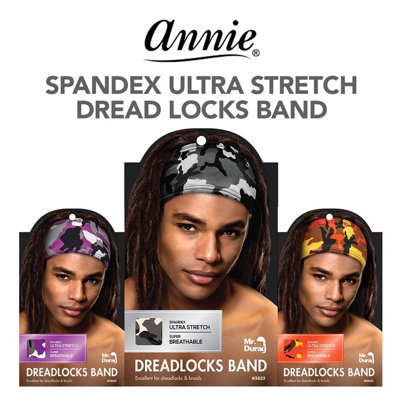 ANNIE Mr. Durag Spandex Ultra Stretch Dreadlocks Band Gray Camo