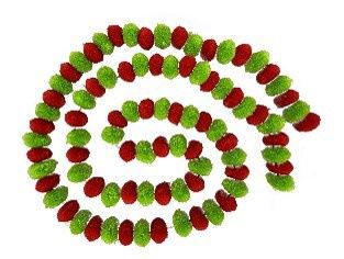 Christmas pompom Garland 6' Rd Gn