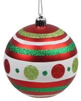 100MM Dots Strip Red Lime Emerald Ornament