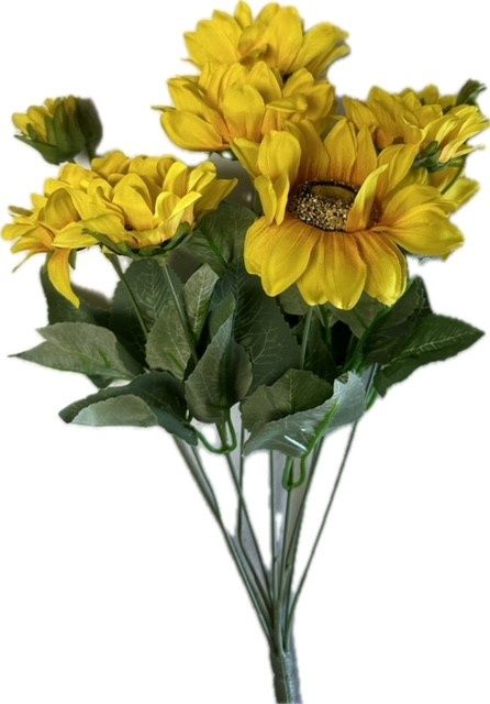 Silk Sunflower Bush x9 Yellow