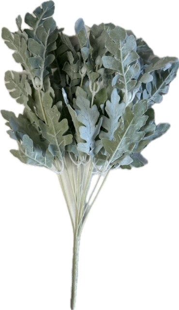 Flocked Dusty Miller Bush