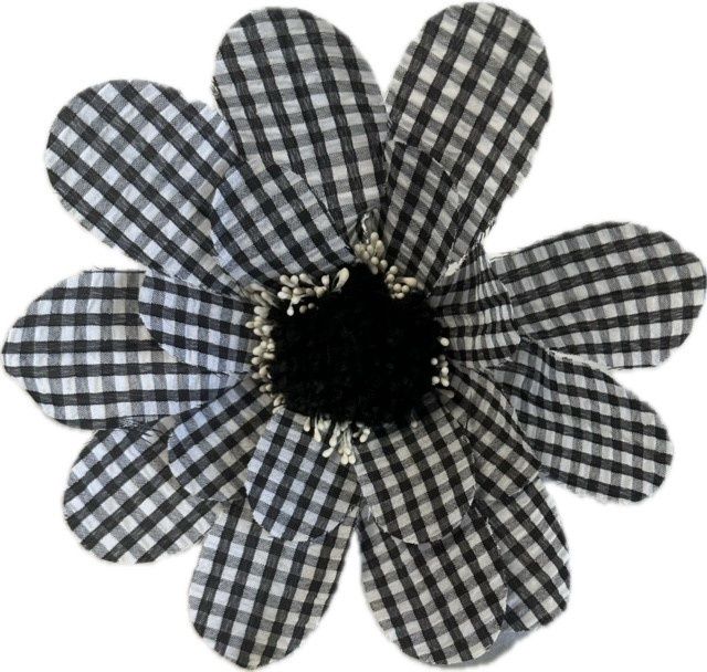 Gingham Sunflower Spray in Black and White