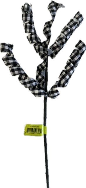 Curly pick in black and white check