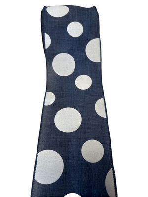 4" Ribbon w Dots Navy and White Dots