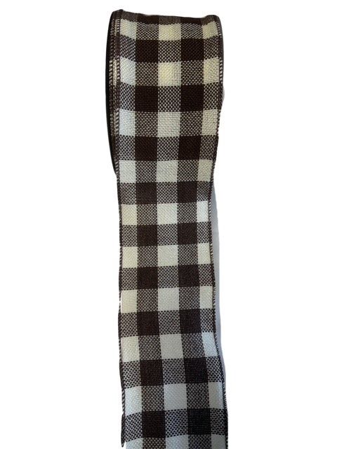 Faux Burlap Ribbon in Chocolate Check 4&quot; x 25Yds