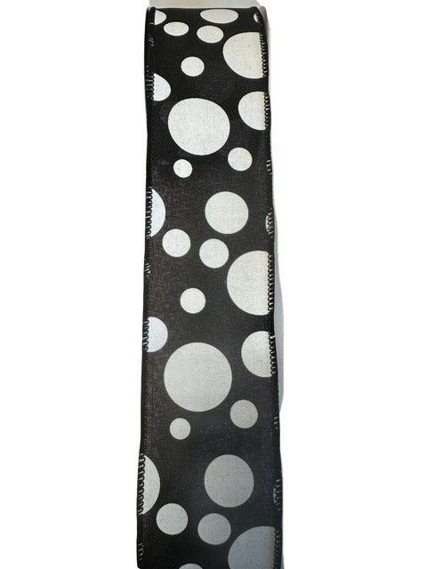 Black Linen White Dots Big and Sm 2.5x10
