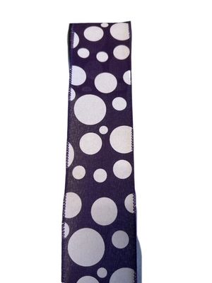 Purple Linen with White  Big and Sm Dot 2.5x10