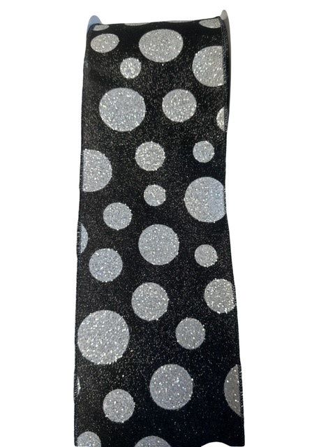 Giant Polka Dots Black and White 4&quot;x10y
