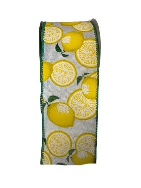 Lemon Ribbon on white and   Green Edge 2.5x10