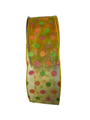 Sheer Yellow  With dots of pink, orange, lime #40 50Y