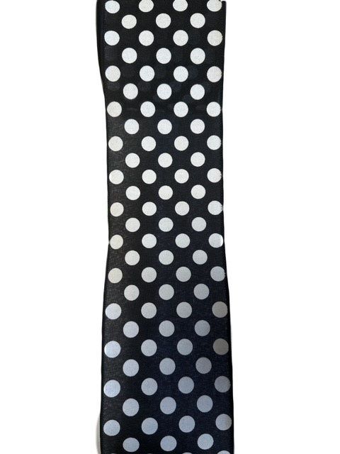 4&quot; Ribbon w Dots in Black White