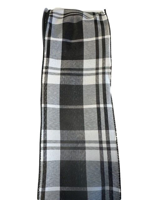 Black and White Plaid Ribbon 4&quot;x10Y