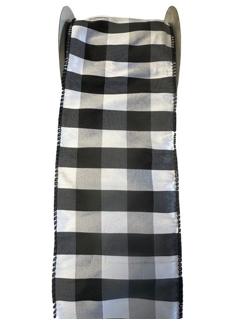 Black and White Check Ribbon  4&quot;X 10 YDS
