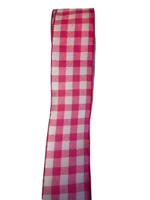 Fuchsia and Cream  buffalo plaid ribbon  2.5" x10 yds
