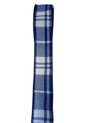 Navy and White Everyday Plaid ribbon 1.5 x 10Yards